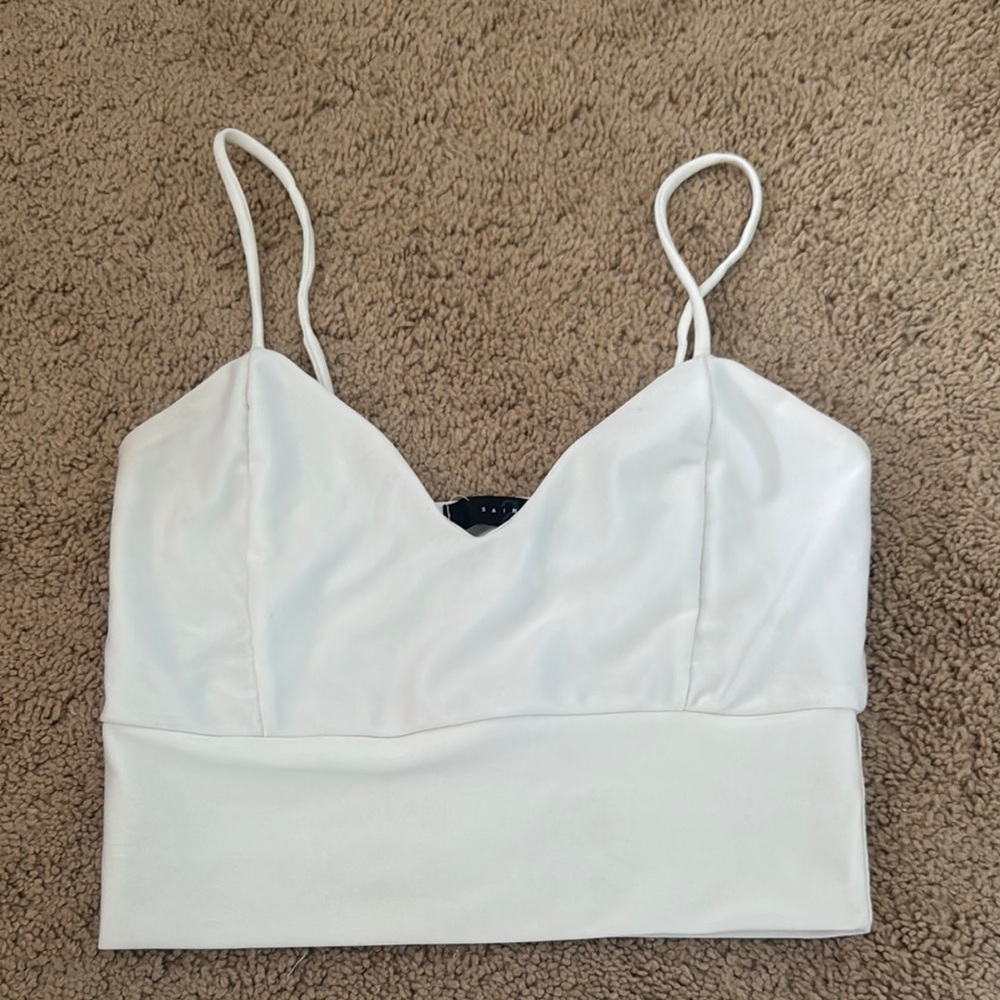 White Spaghetti Strap Crop Top